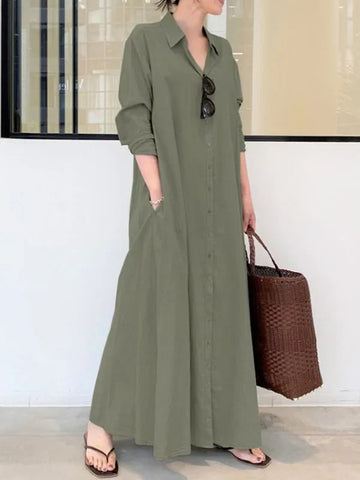 Women's relaxed button-down maxi dress for effortless elegance