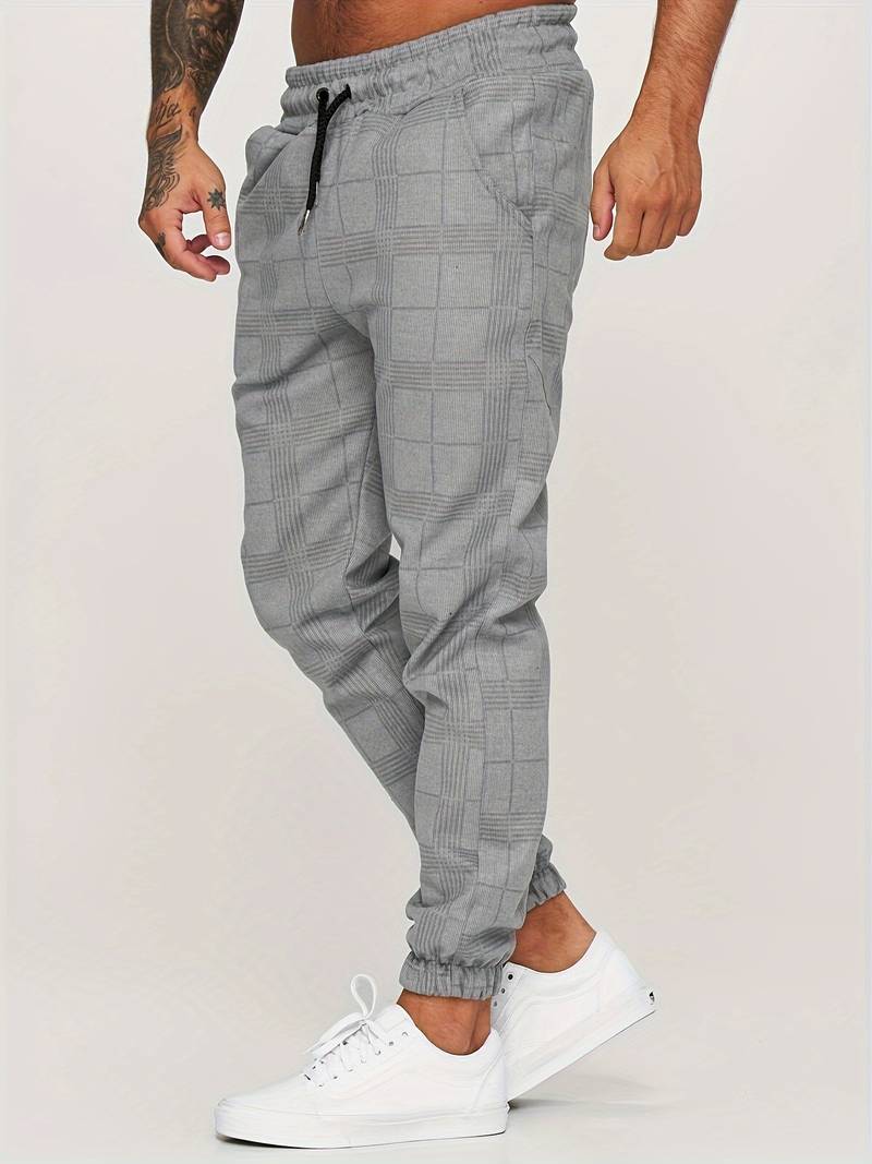 Men’s plaid print casual pants