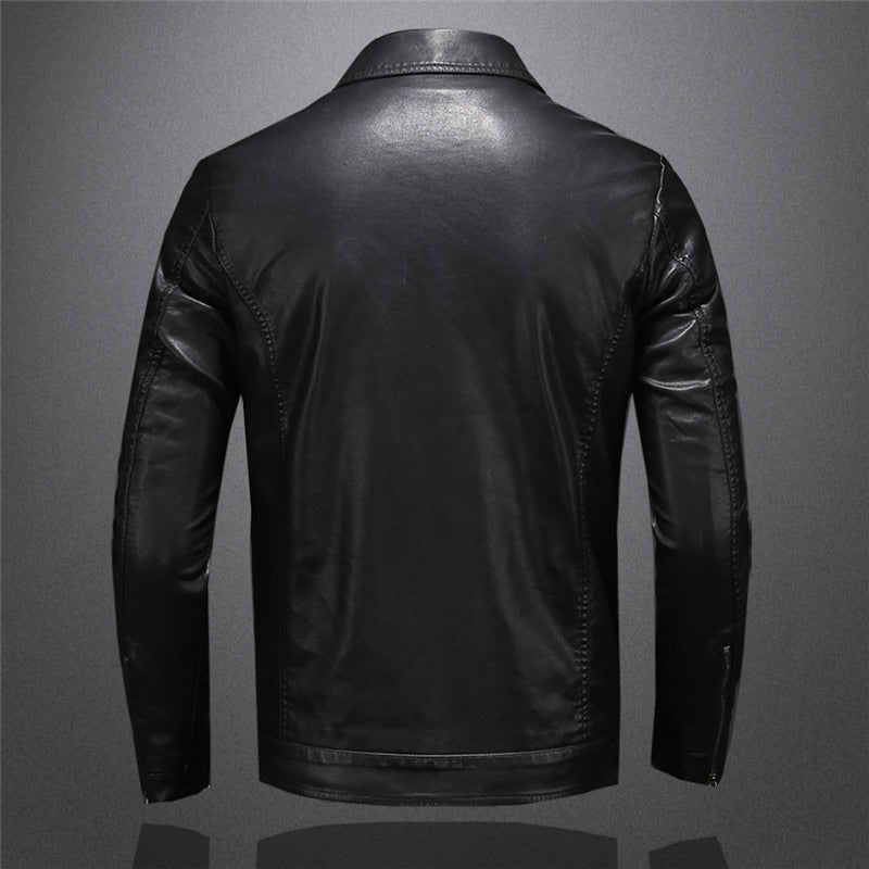 Men's classic black faux leather jacket