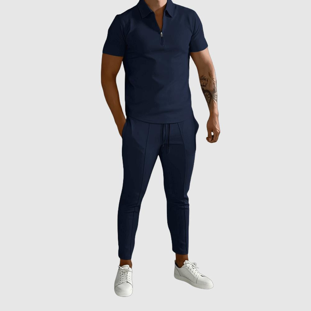 Men's half-zip polo and jogger set