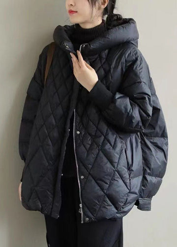 Winter mid-length hooded down jacket for women