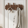 Walnut Wood Fold-Out Wall Hook Rack