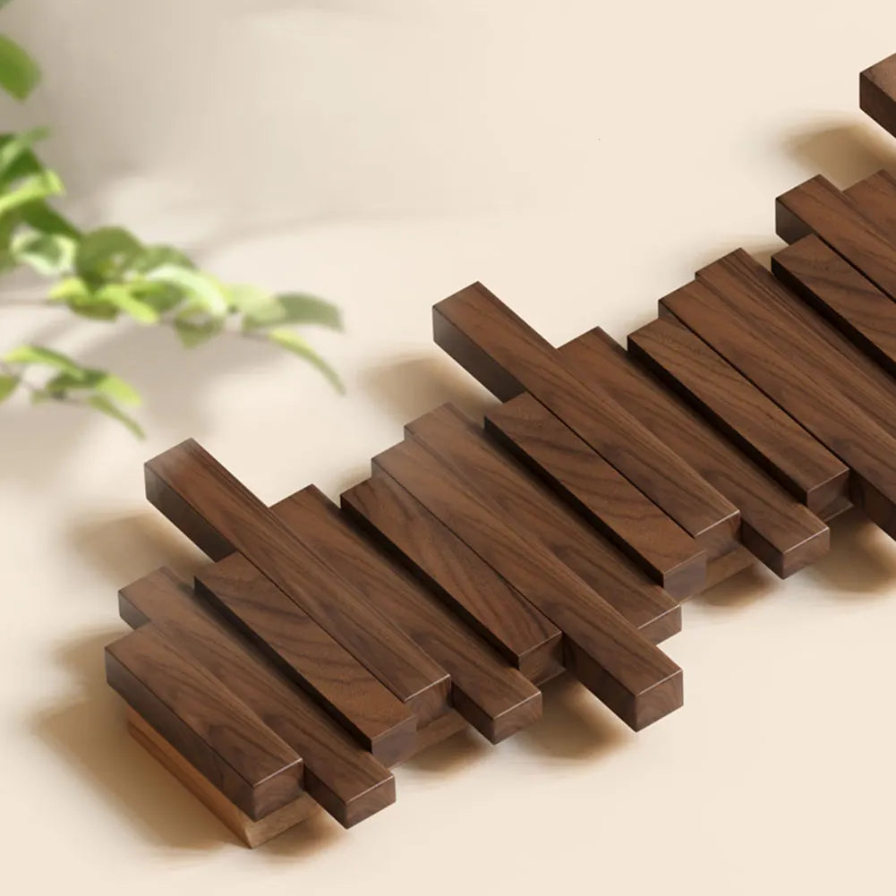 Walnut Wood Fold-Out Wall Hook Rack