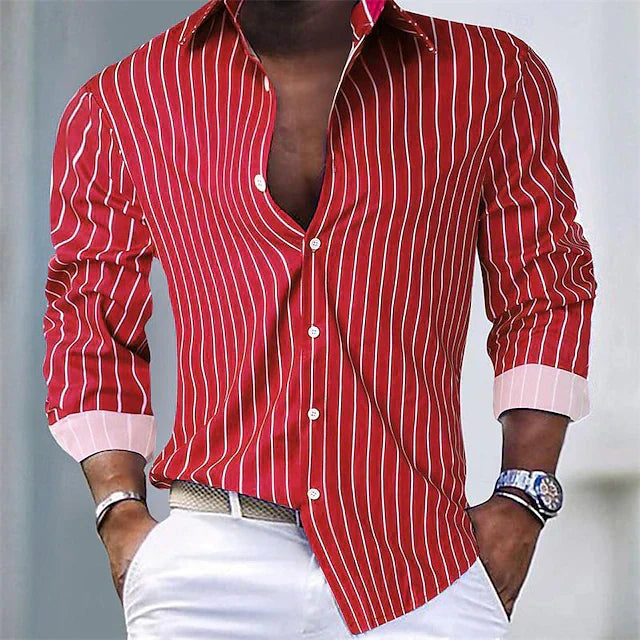 Men’s classic striped shirt with button closure