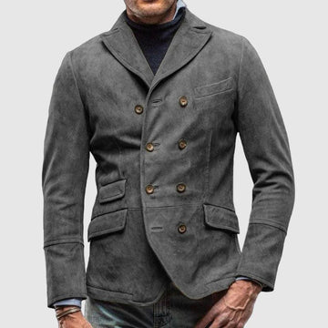 Men’s Double-Breasted Blazer - Wool Blend - Tailored Fit - Classic Formal Jacket