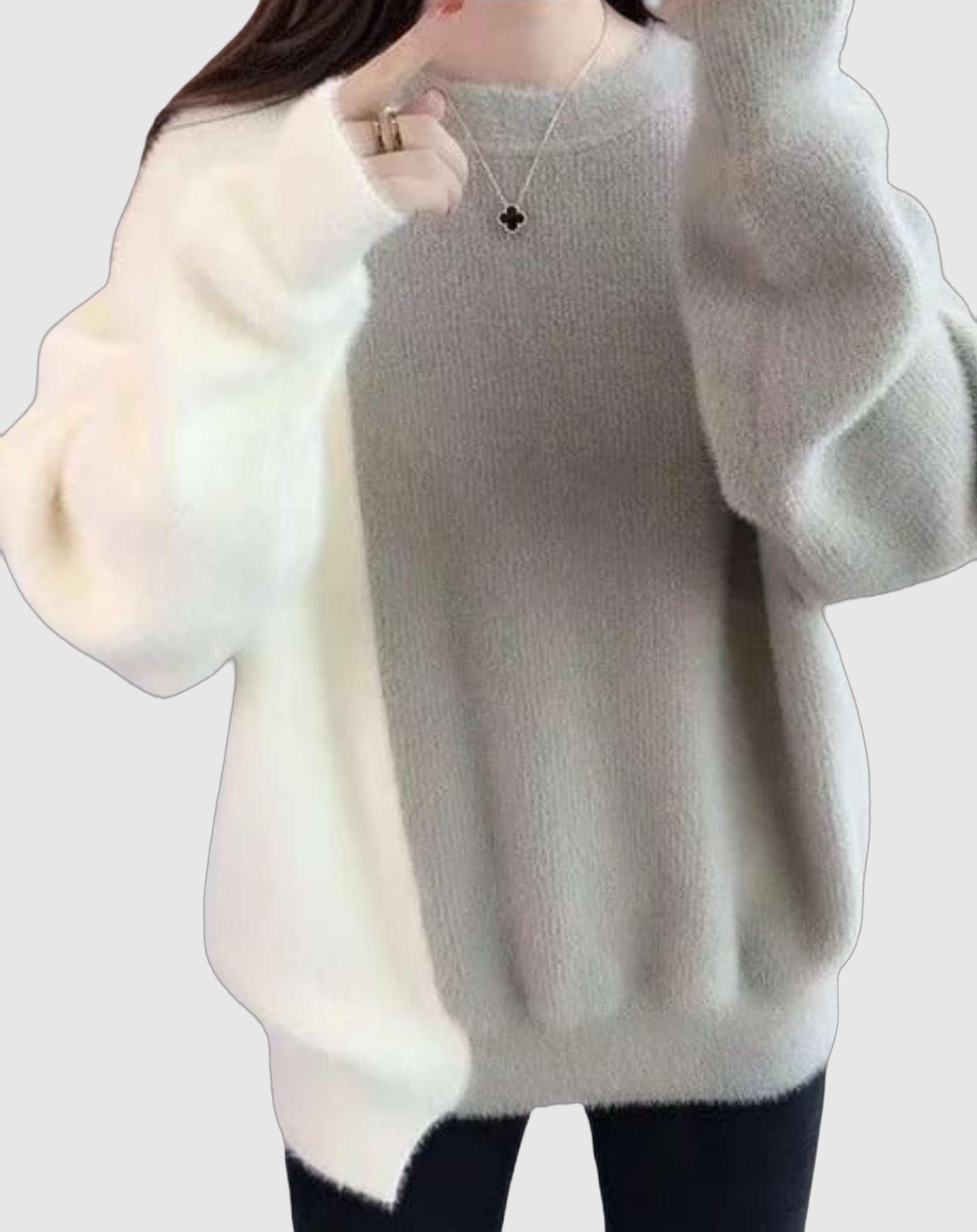 Women's loose urban colorblock sweater with long sleeves