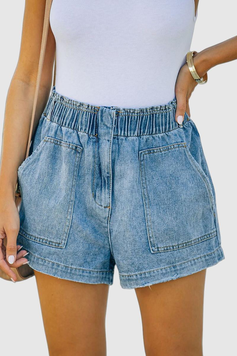 Wilona - front pocket denim shorts