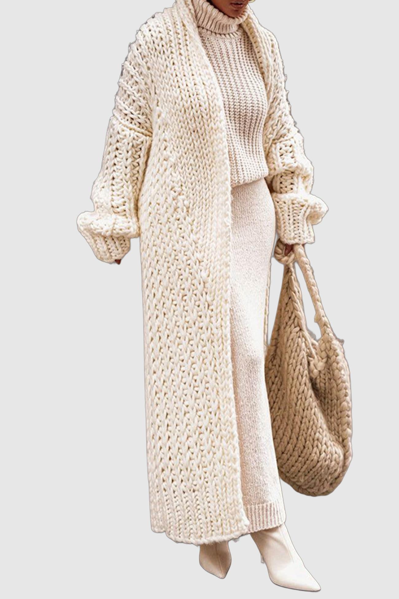 Women's long knitted cardigan