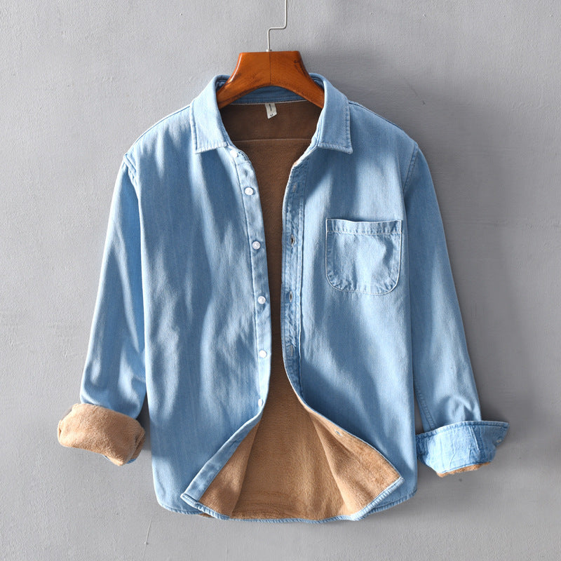 Men's long sleeve flannel denim shirt