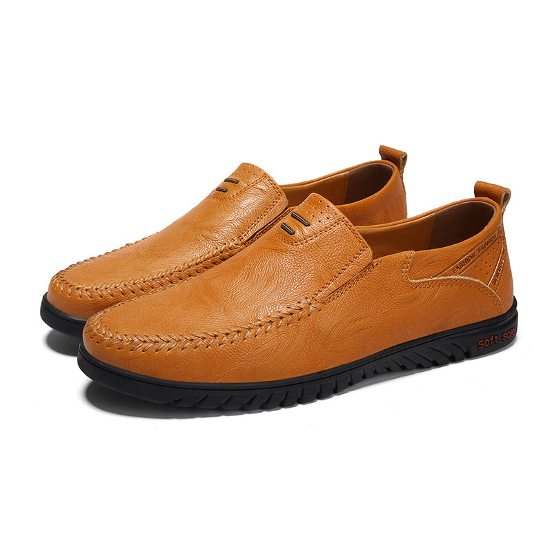 Brown Leather Slip-on Shoes for Men