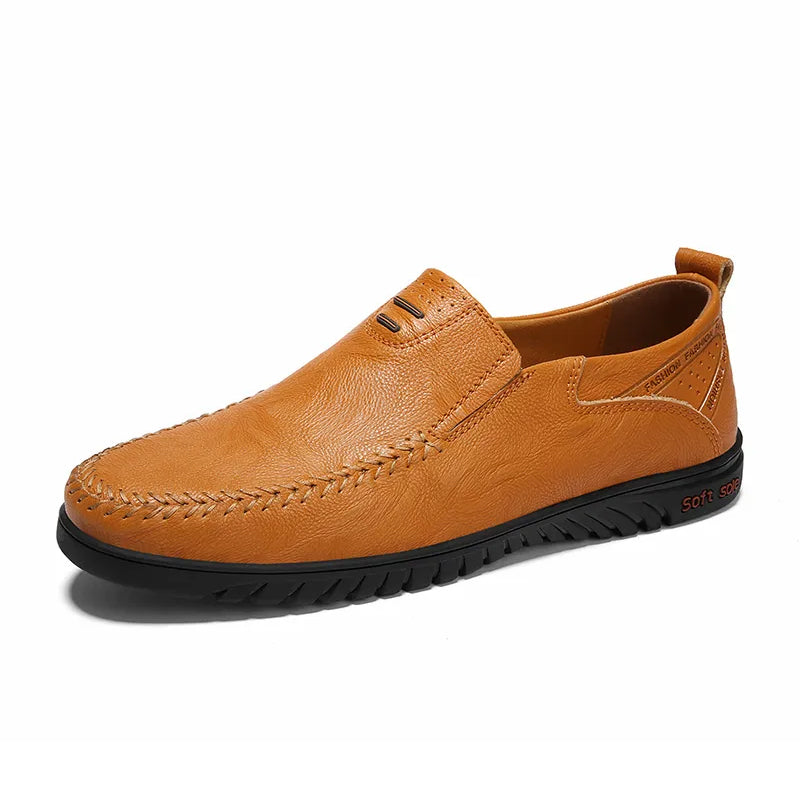 Brown Leather Slip-on Shoes for Men