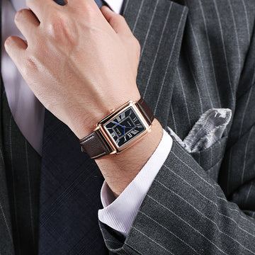 Leon Rectangular Wrist Watch | Roman Numerals Classic Strap Watch