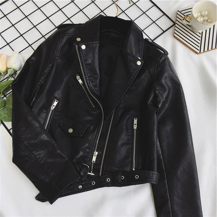 Cool pu leather jacket with studded belt