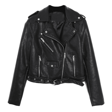 Cool pu leather jacket with studded belt