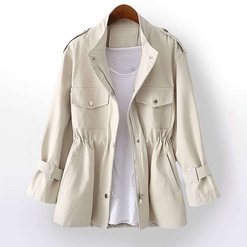 Women's Trench Coat - Double Breasted - Belted Waist - Classic Lapel - Elegant Long Fit