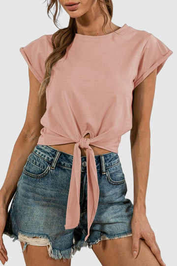 Stacey - crew neck cropped short-sleeve top