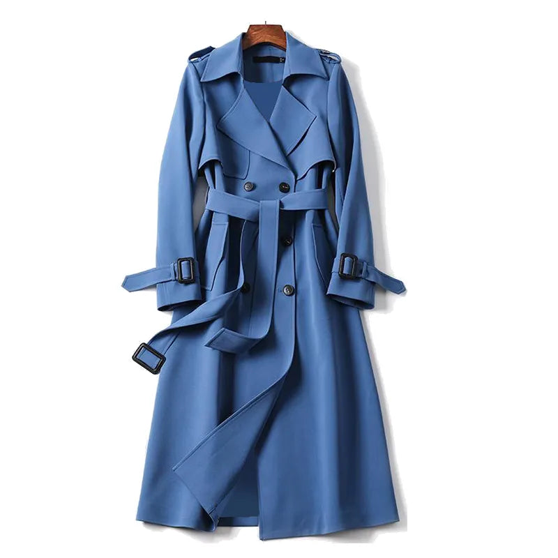 Women's Trench Coat - Full Length - Belted Waist - Water-Resistant Classic Fit