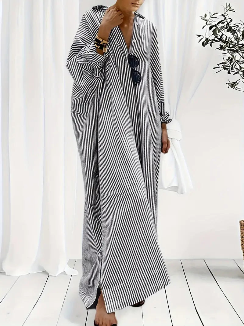 Women's striped maxi kaftan dress