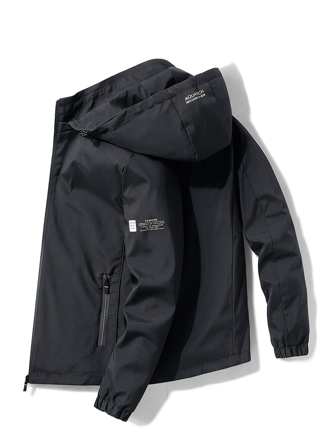 Stylish hooded jacket zippered pockets for men