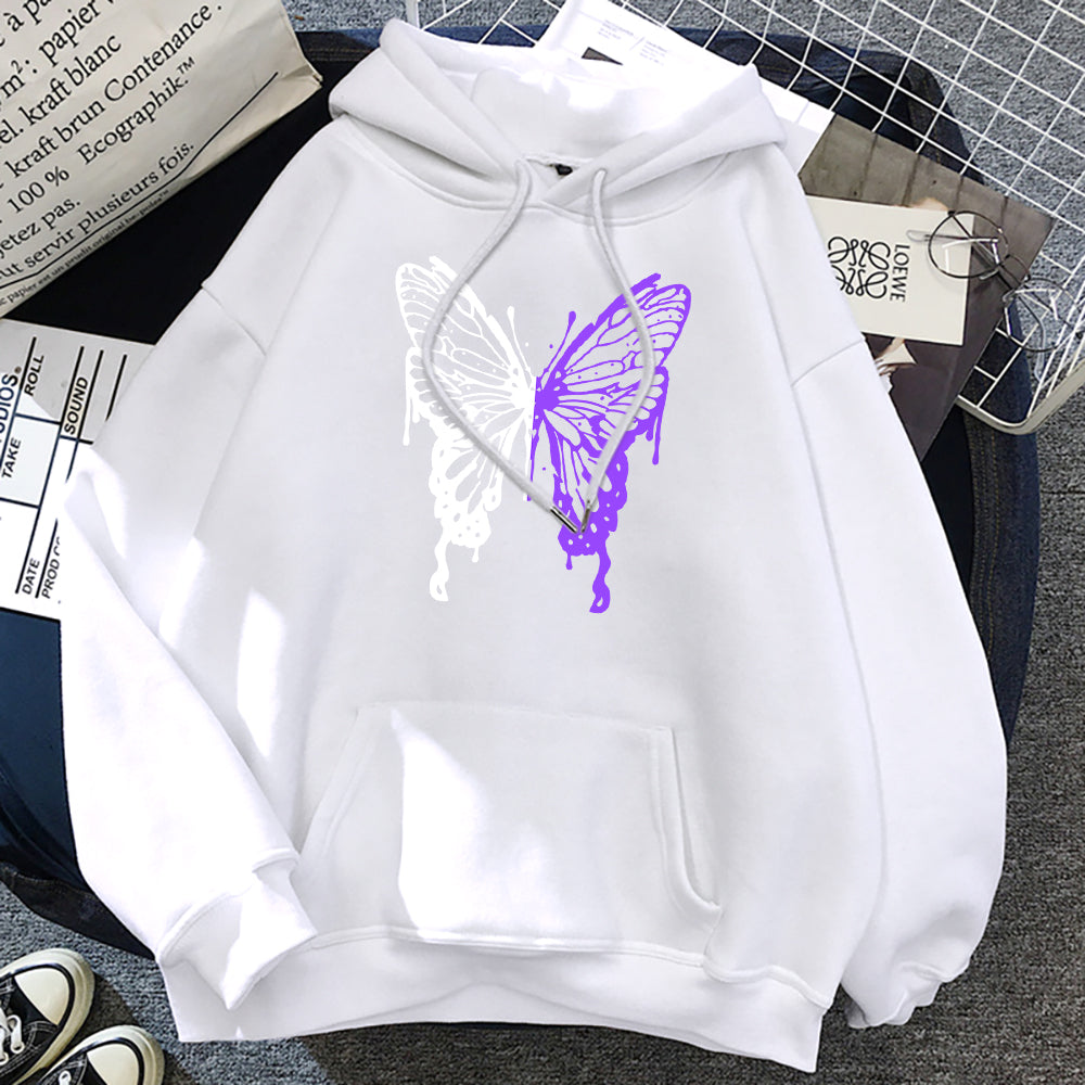 Women's butterfly print hoodie for casual flair