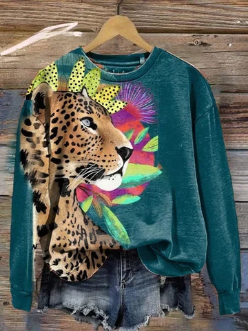 Women's wild spirit animal print sweatshirt