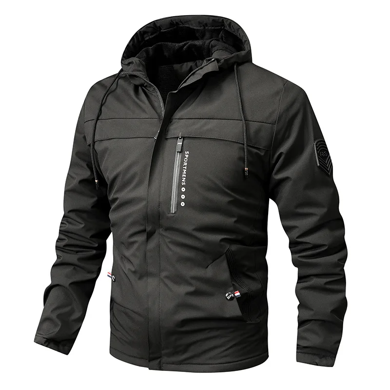 Men’s Jacket – Regular Fit – Fleece Lined Hood – Windproof Water-Resistant – Pockets