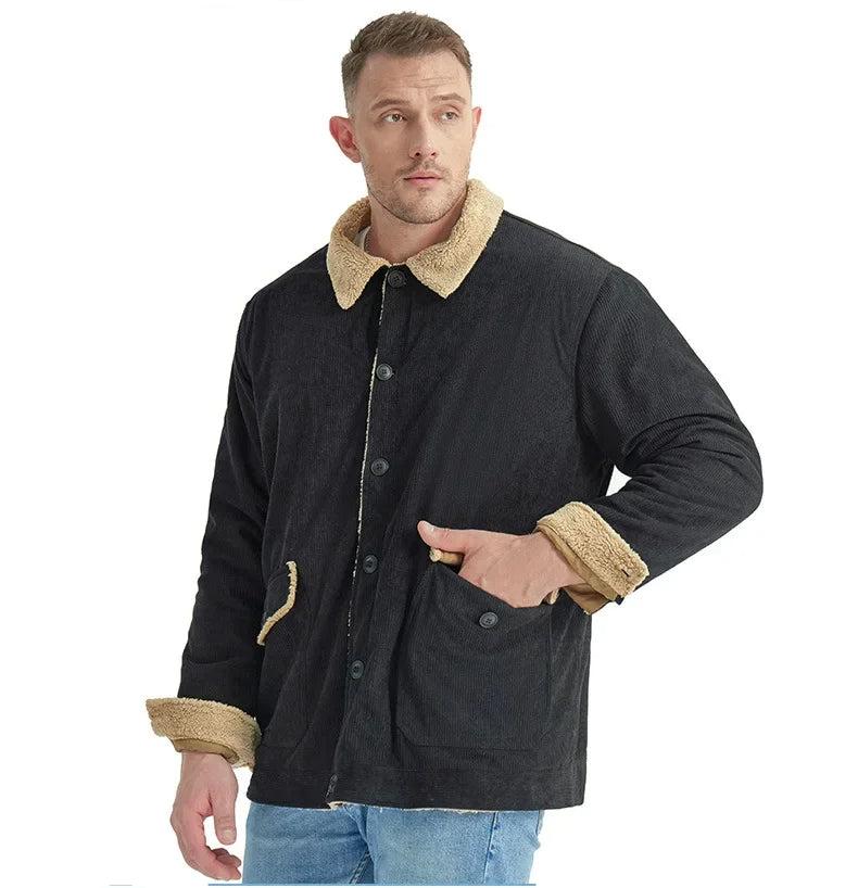 Men's corduroy jacket with warm shearling lining