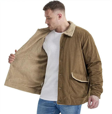 Men's corduroy jacket with warm shearling lining