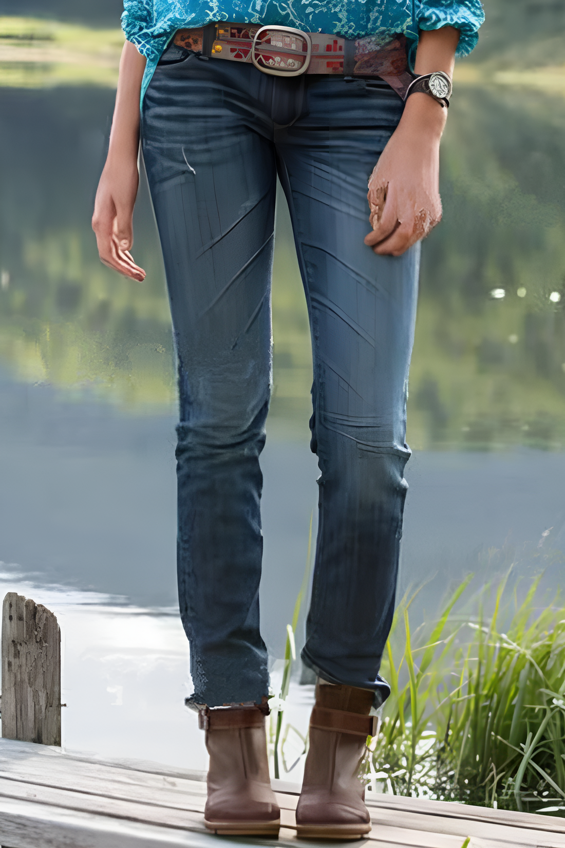 Noelle - casual vintage mid waist regular denim jeans