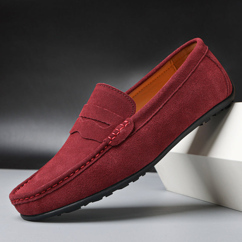 Men's slip-on breathable leather driving shoes