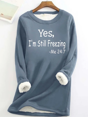 Women's fleece-lined sweatshirt for cozy humor