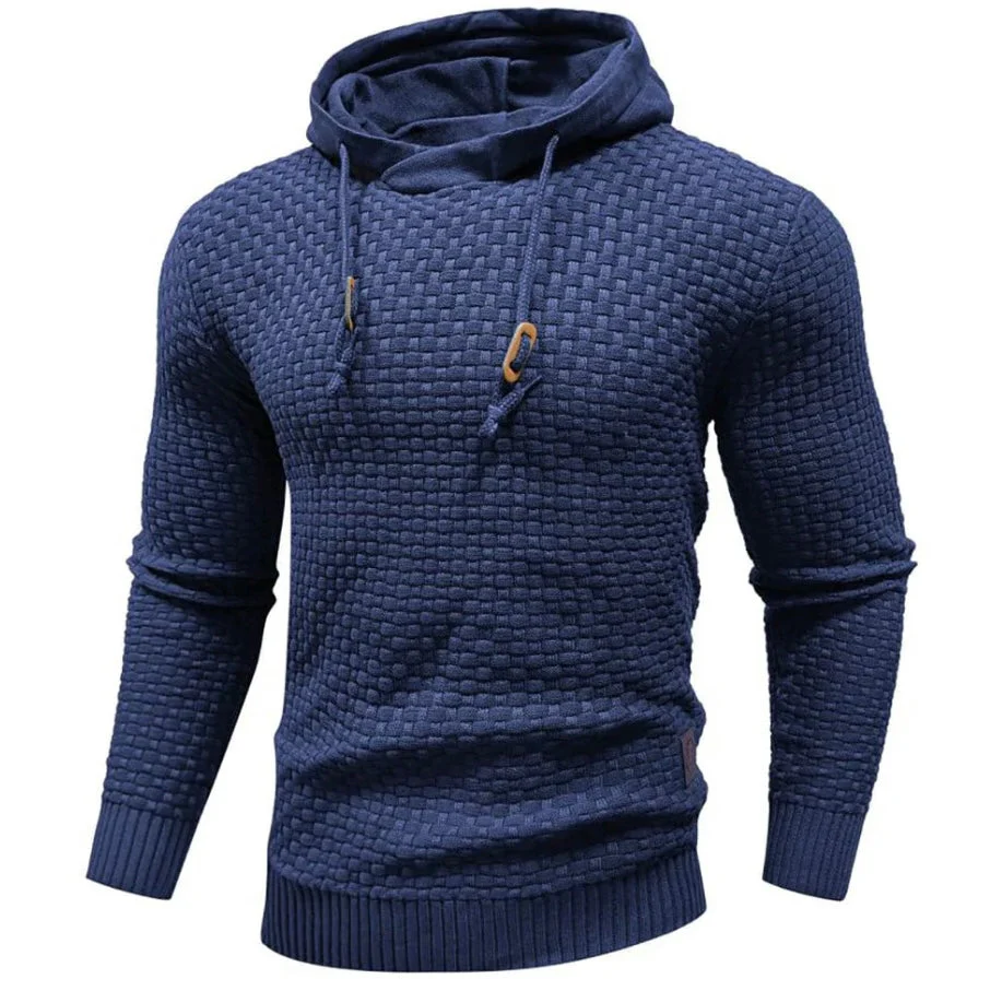 Men’s Hoodie – Regular Fit – Knitted Texture – Drawstring Hood – Ribbed Cuffs