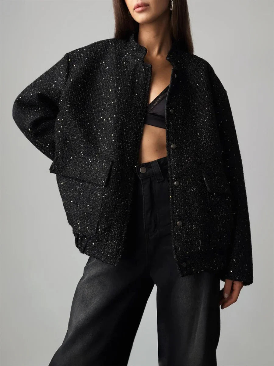 Women's sequin tweed jacket for a glamorous edge