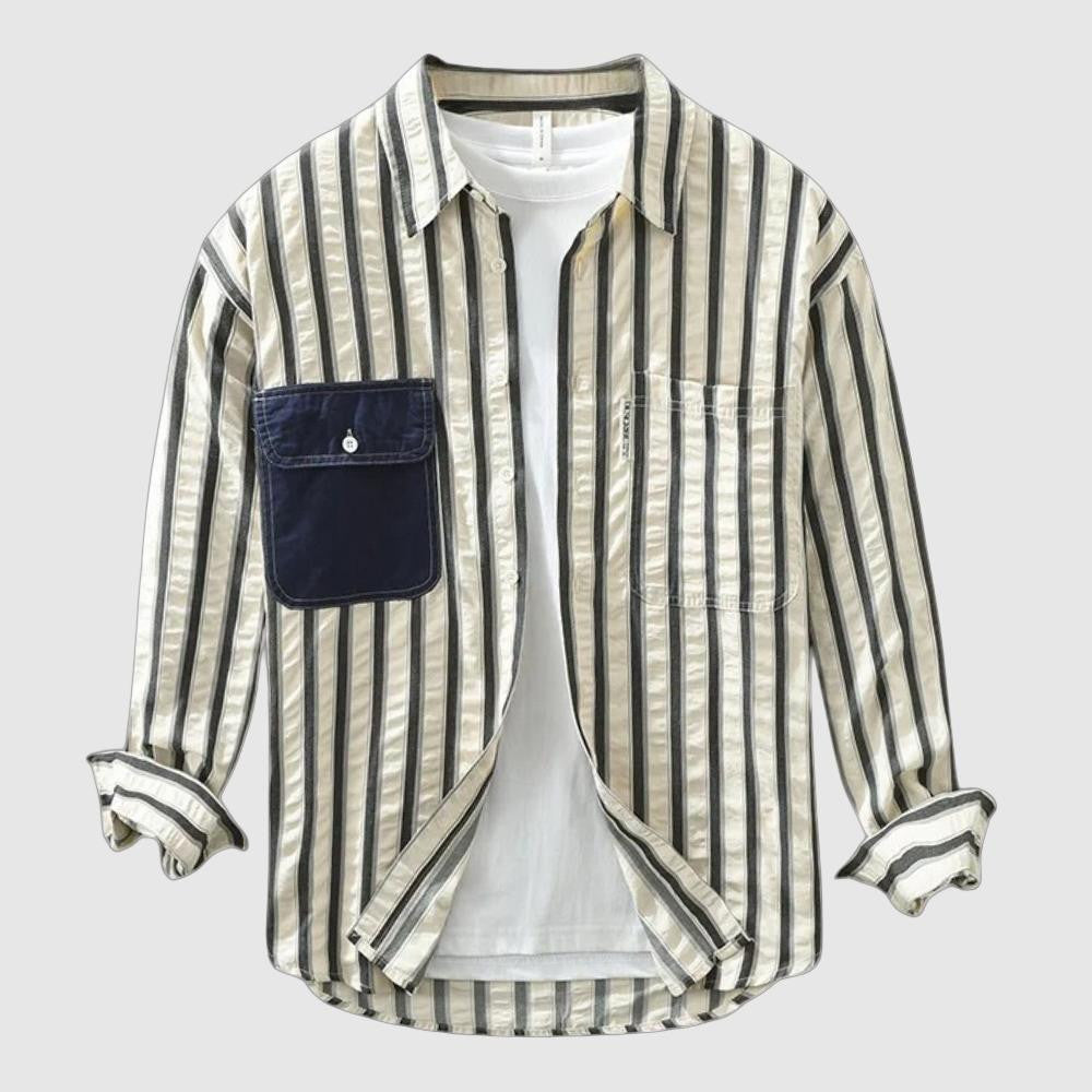 Casual striped long-sleeved shirt for men