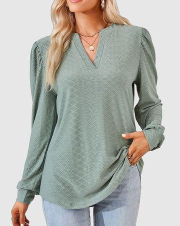 Jolie - Jacquard V-neck Top