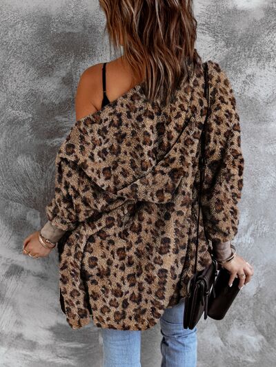 Thea - leopard print open-front hooded jacket