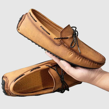 Men's driving loafers with lace-up closure