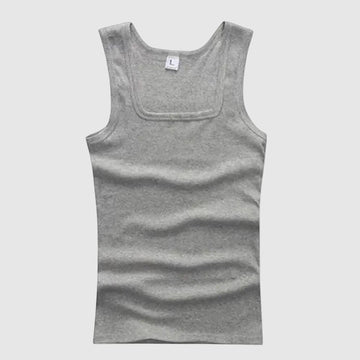 Square collar tight fit sports vest for men