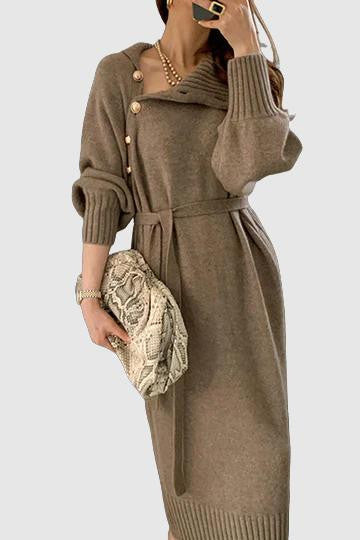 Women's loose fit turtleneck knit dress