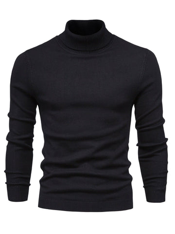 Men's pullover sweater casual slim fit turtleneck