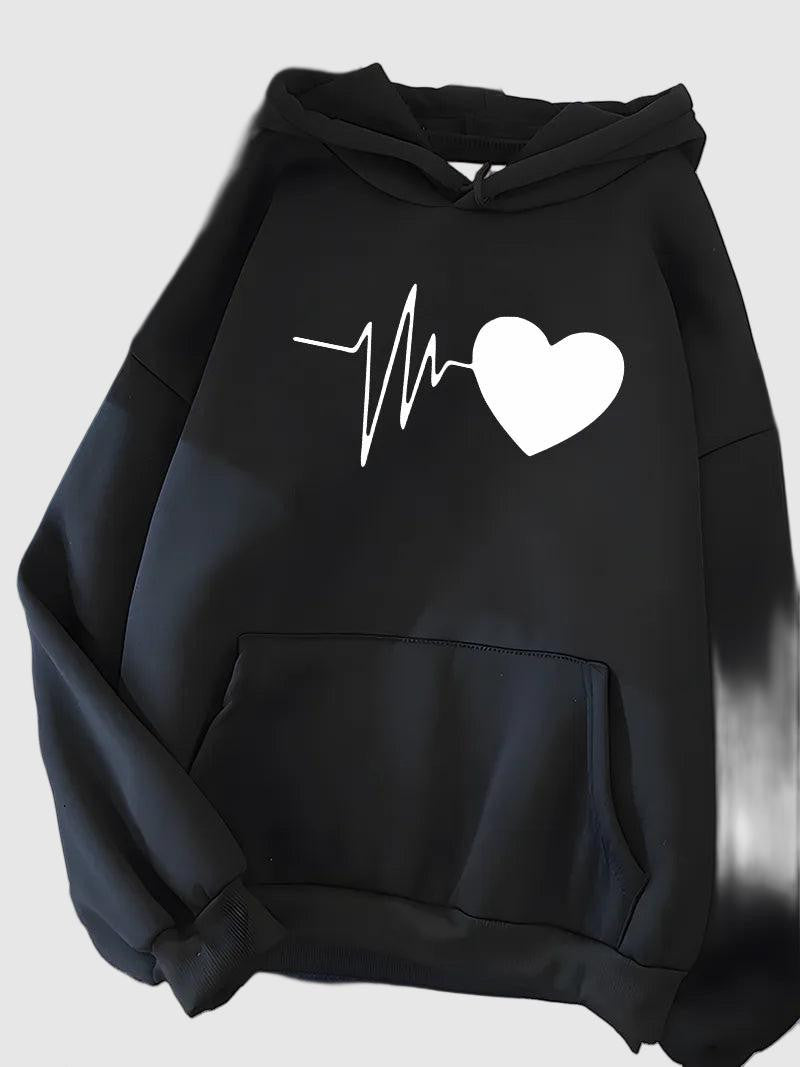 Anne - Heart Print Hoodie