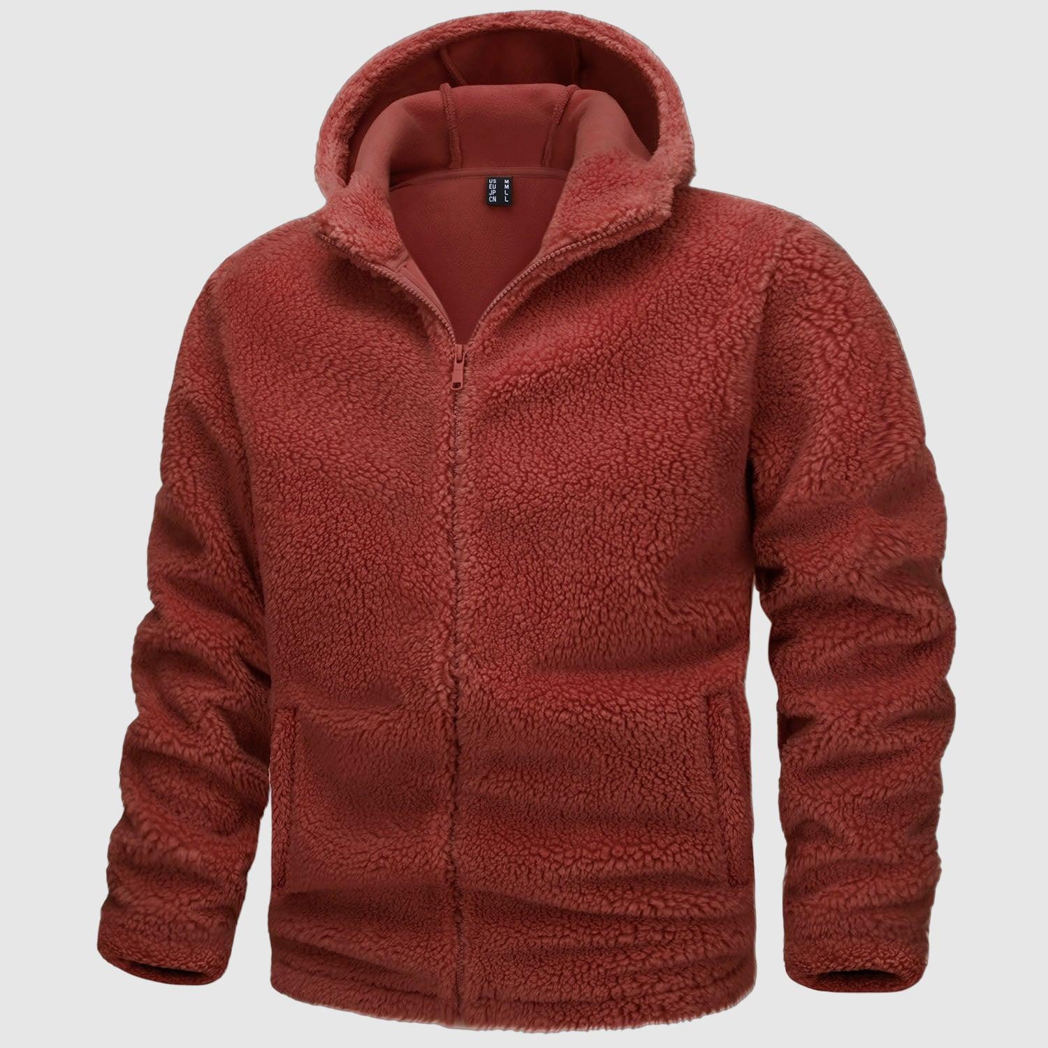 Men's warm and comfortable hooded jacket with zipper closure