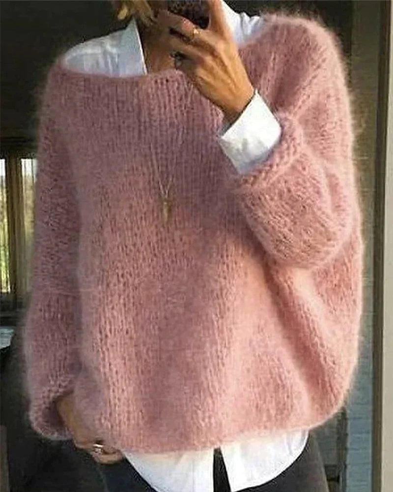 Women's fluffy knit oversized sweater