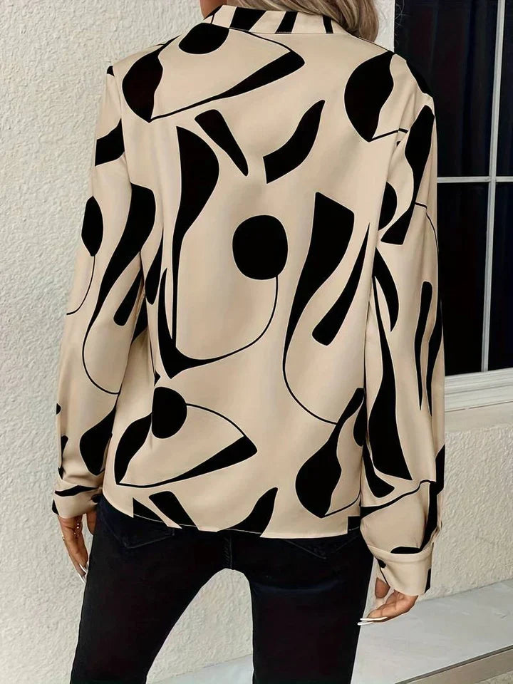 Women's abstract print blouse for modern sophistication