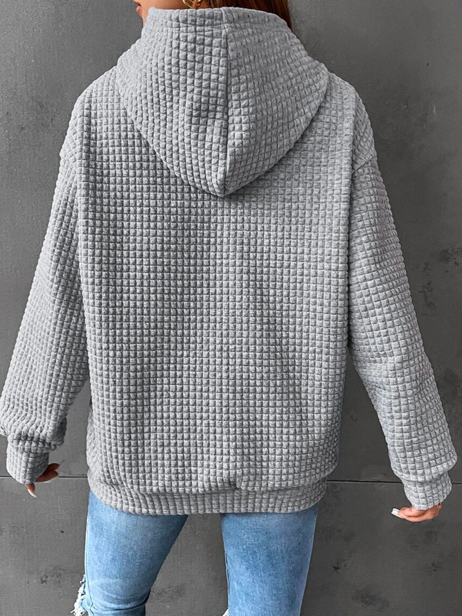 Women's cozy waffle-knit hoodie for relaxed comfort