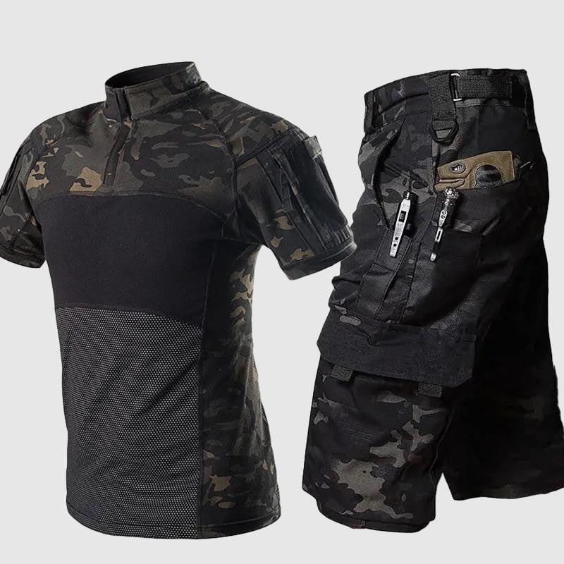 Men's tactical combat shirt and shorts set