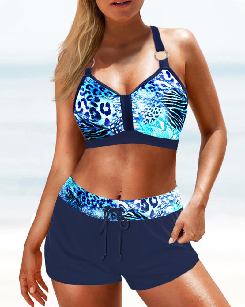 Dana - Printed Halter Tankini Set