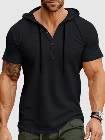 Men's short sleeve hooded shirt