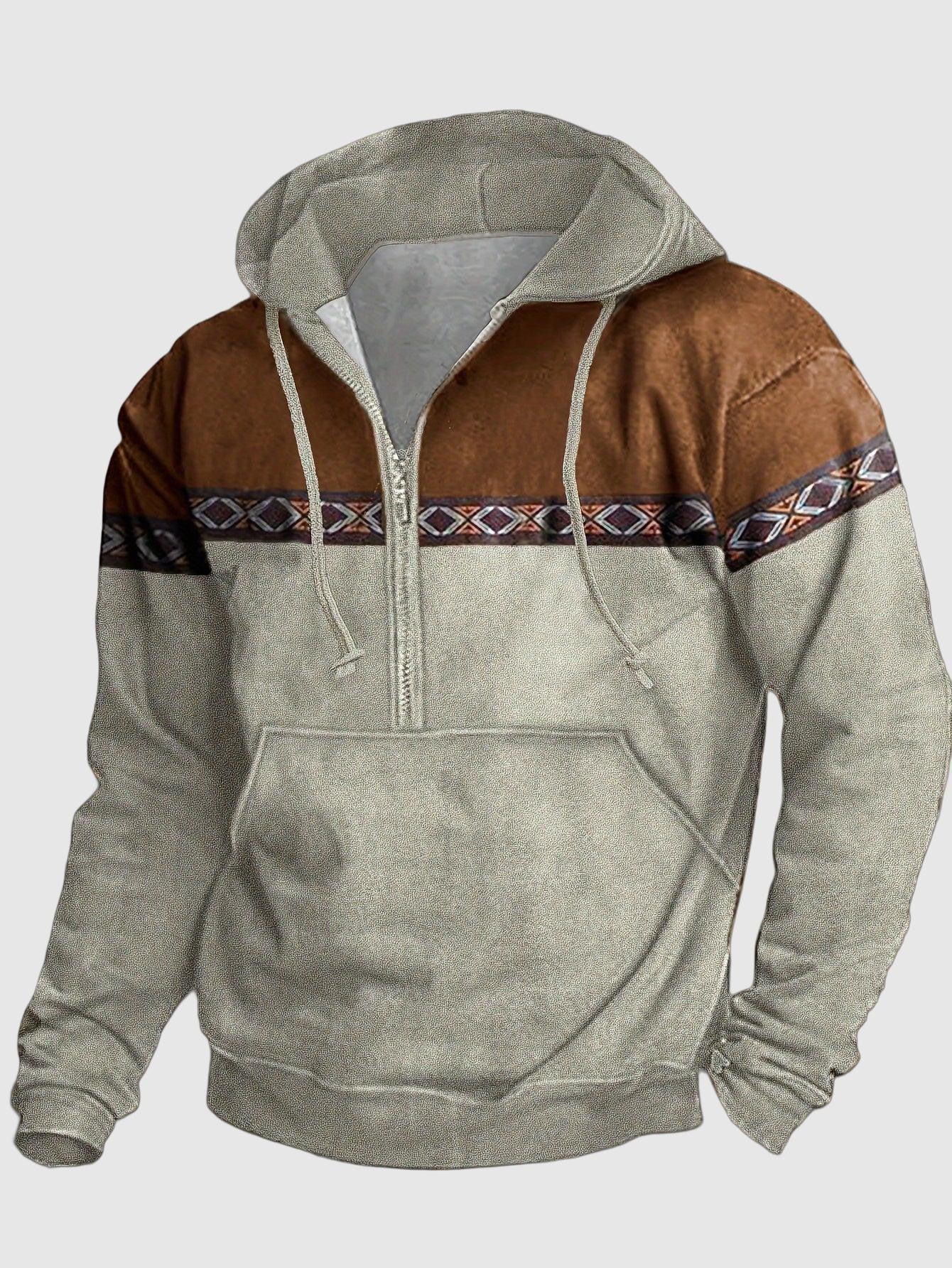 Plus size men's contrast color hoodies