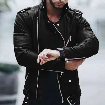 Men's biker leather jacket for bold, edgy style